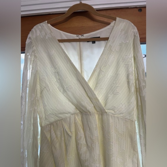 Lulus Ivory Floral Jacquard Long Sleeve Mini Dress, Bridal, Wedding - Size XL - Picture 6 of 6